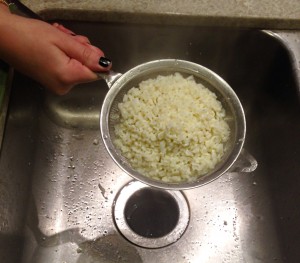 Cauliflower in strainer