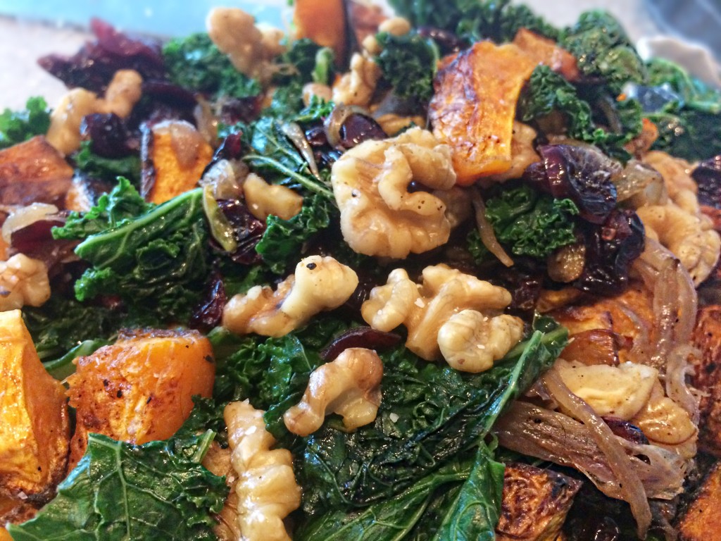 Kale, butternut squash salad