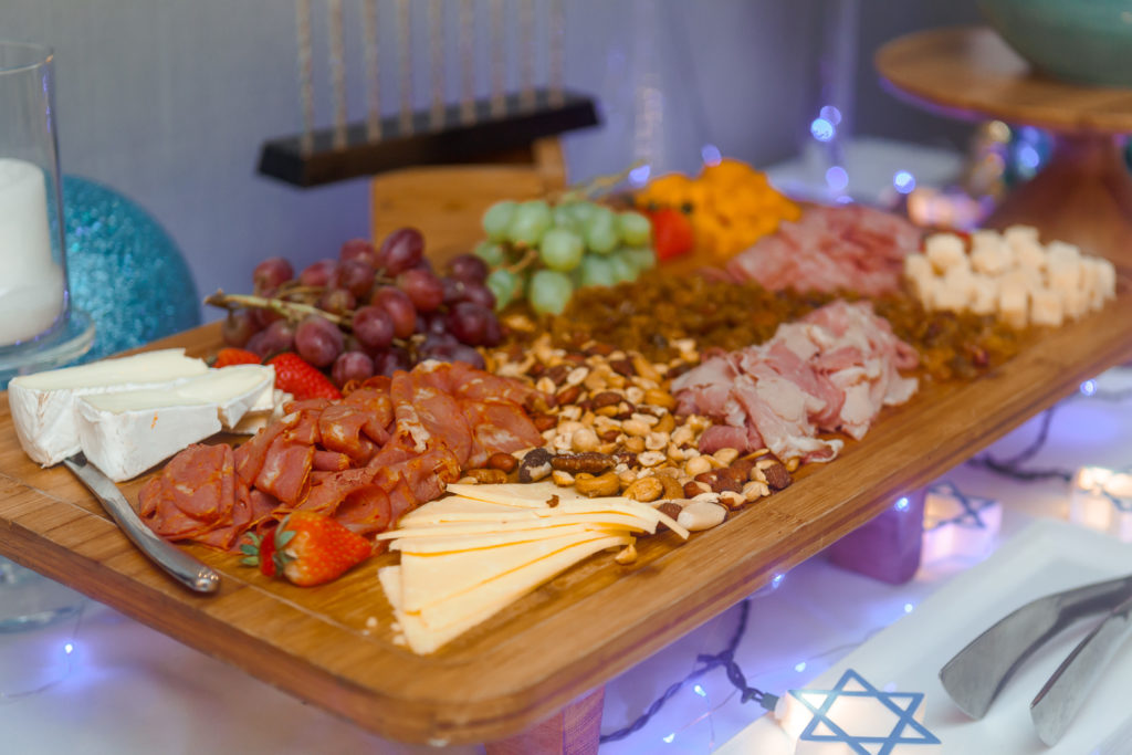 Charcuterie plate at Hanukkah party in Santa Suite at Swissôtel Chicago